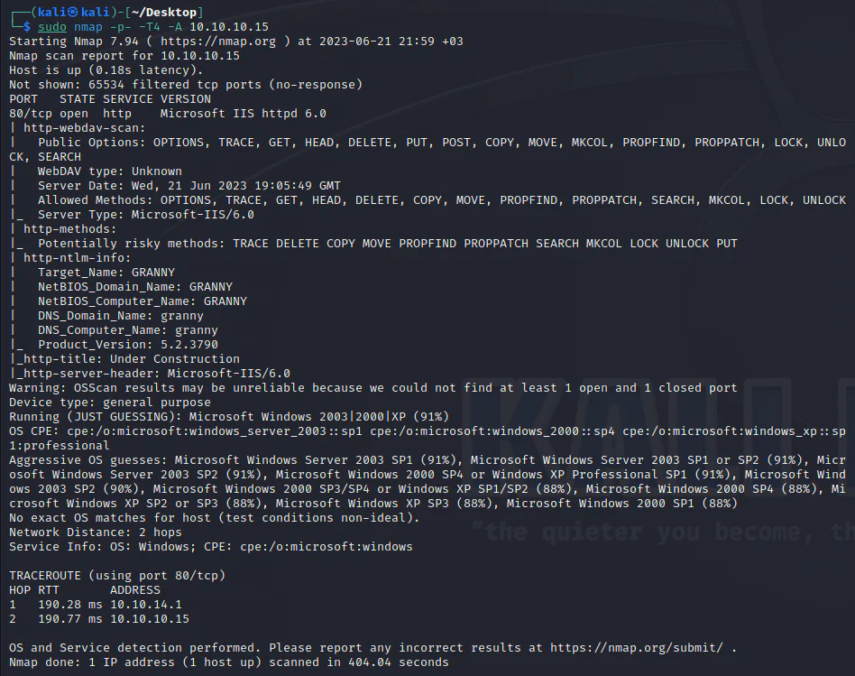 HackTheBox “Granny” Walkthrough, figure 2