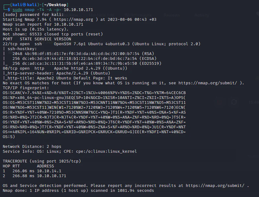 HackTheBox “OpenAdmin” Walkthrough, figure 2
