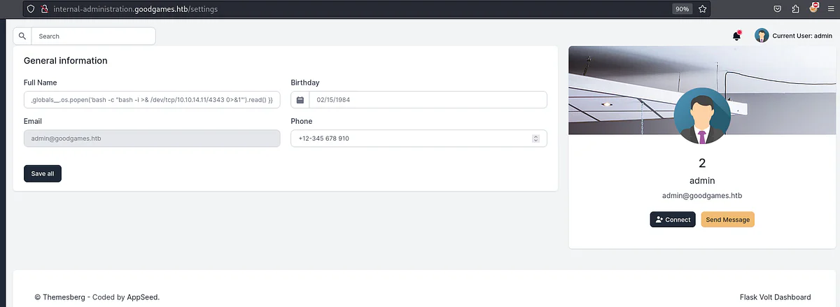 HackTheBox “GoodGames” Walkthrough, figure 14