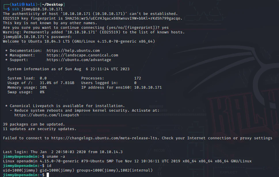 HackTheBox “OpenAdmin” Walkthrough, figure 11
