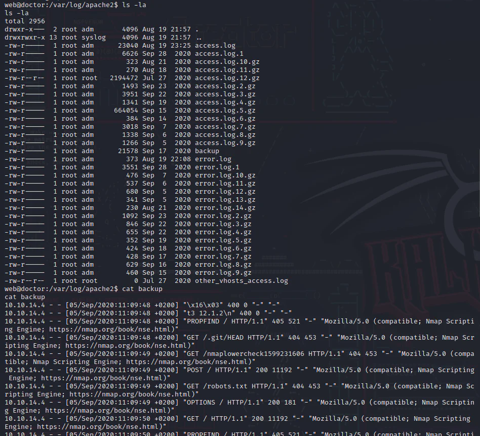 HackTheBox “Doctor” Walkthrough, figure 14