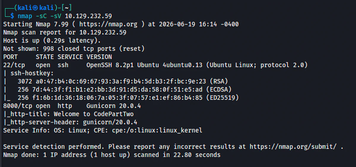 HackTheBox “CodePartTwo” Walkthrough, figure 2
