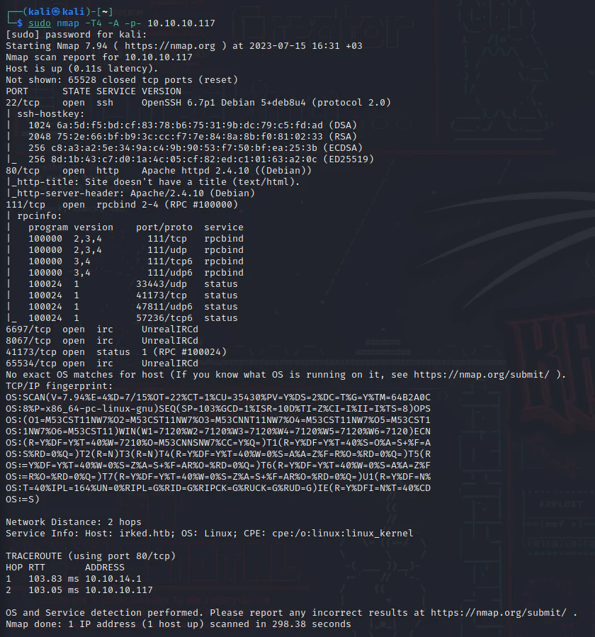 HackTheBox “Irked” Walkthrough, figure 2