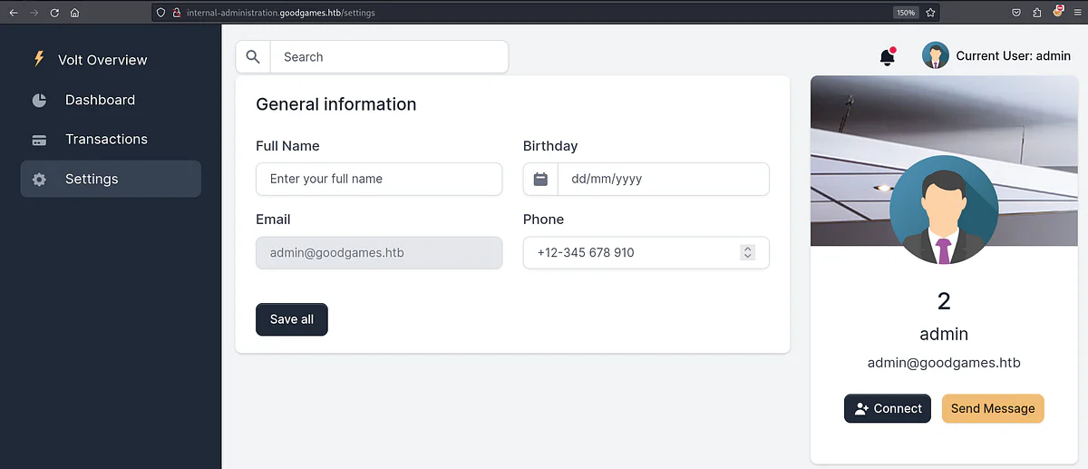 HackTheBox “GoodGames” Walkthrough, figure 12