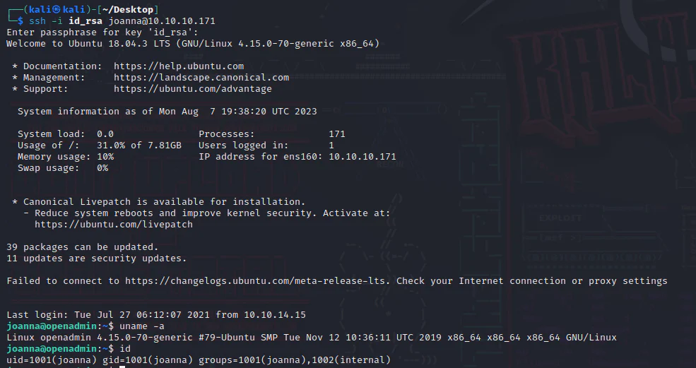 HackTheBox “OpenAdmin” Walkthrough, figure 18