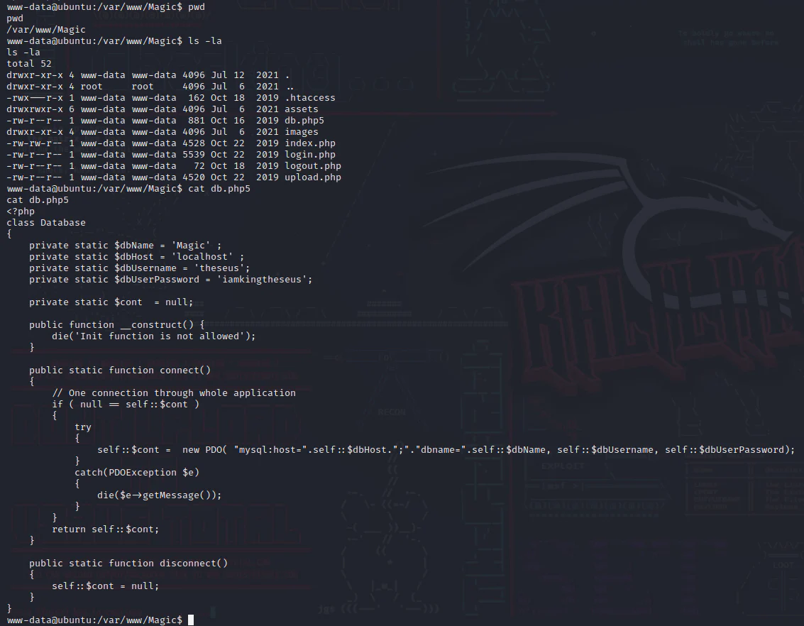 HackTheBox “Magic” Walkthrough, figure 14