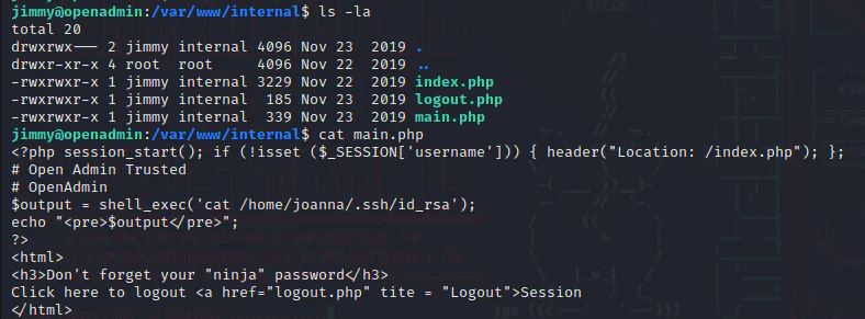 HackTheBox “OpenAdmin” Walkthrough, figure 13