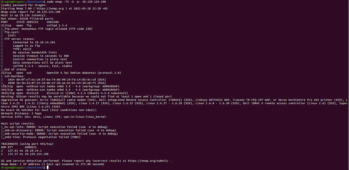 HackTheBox “Lame” With & Without Metasploit WriteUp, figure 2