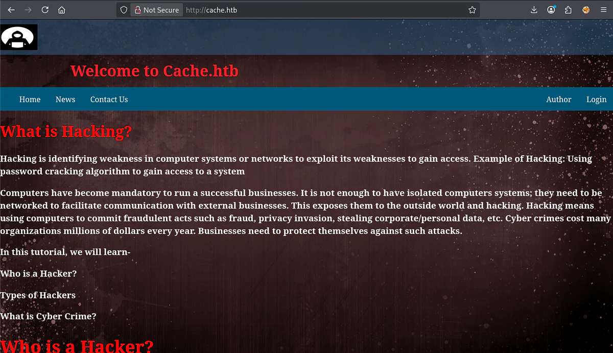 HackTheBox “Cache” Walkthrough, figure 3